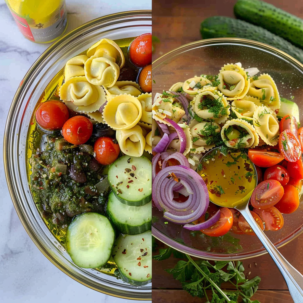 Easy Greek Tortellini Pasta Salad – A Bold Twist on Summer Flavor 8 Cooked cheese tortellini cooled for pasta salad